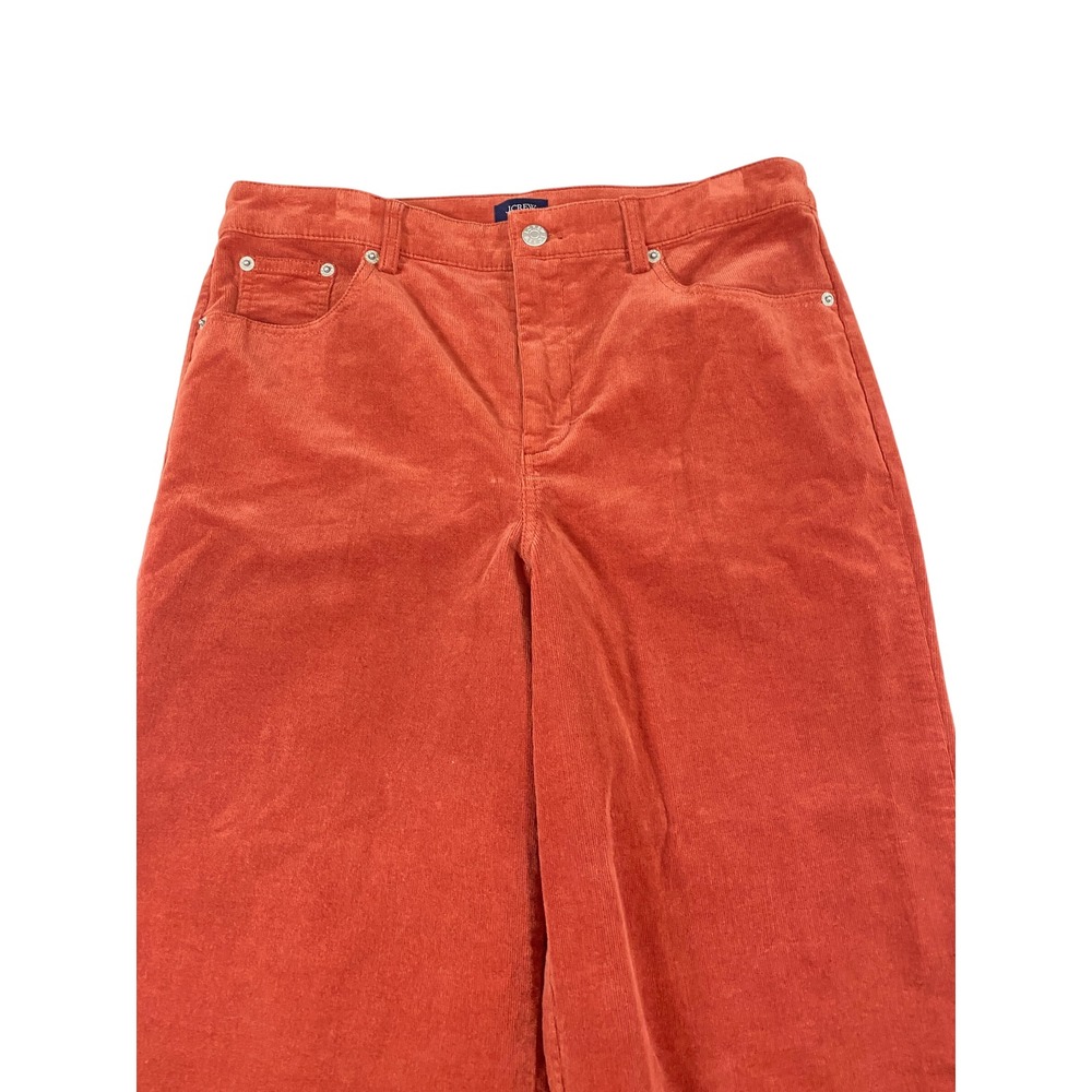 J.Crew Wide Leg Corduroy Pants Burnt Orange Rust High Rise Womens 29 - Picture 2 of 14